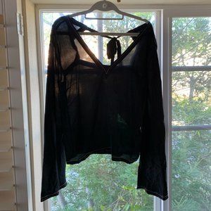 Madewell Black Bell Sleeve Tie Back Blouse Top